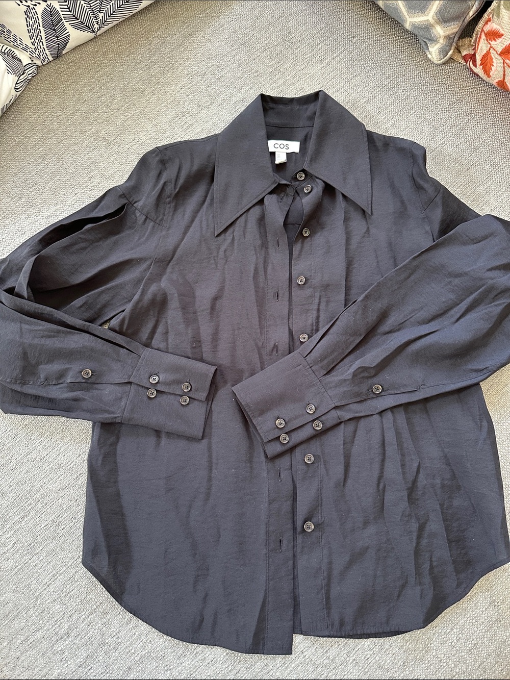 COS Black Long-Sleeve Button-Down Shirt